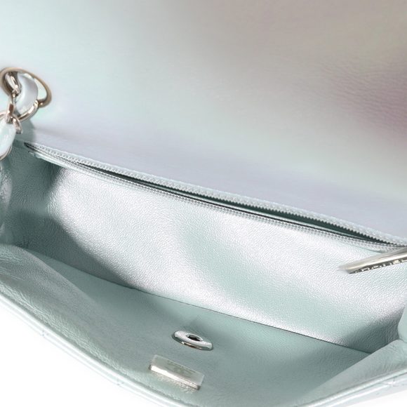 Chanel Iridescent Light Blue Quilted Calfskin Mini Rectangular Classic Flap - Picture 4 of 7
